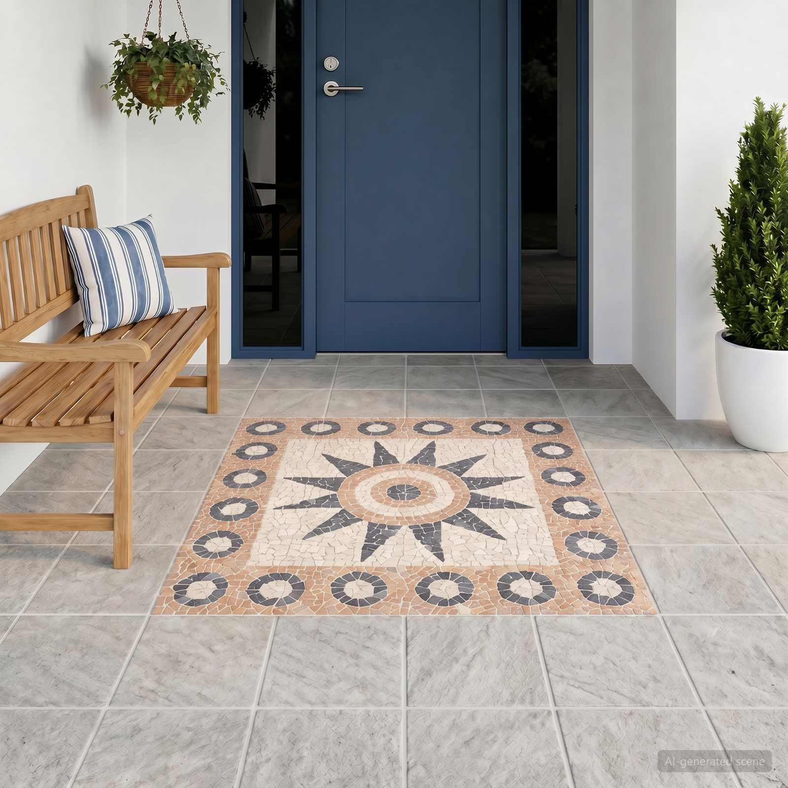 vidaXL Mosaic Tiles Bloem Patroon Meerkleurig 120 x 120 cm Marmer