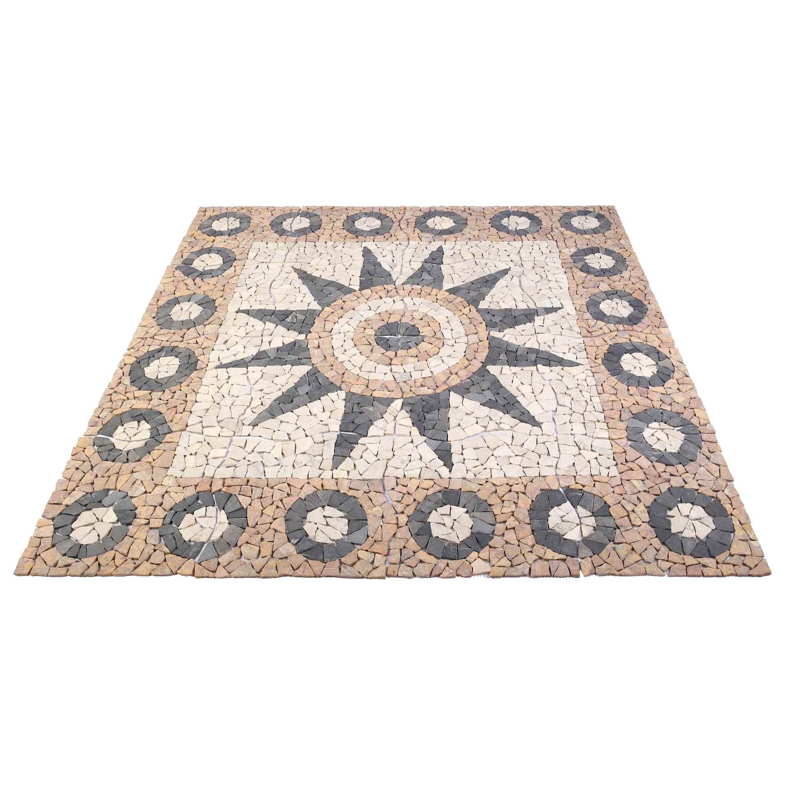 vidaXL Mosaic Tiles Bloem Patroon Meerkleurig 120 x 120 cm Marmer