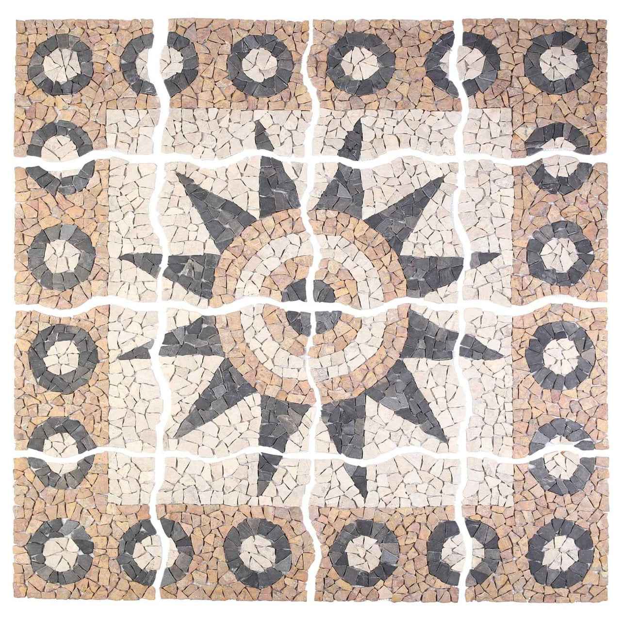 vidaXL Mosaic Tiles Bloem Patroon Meerkleurig 120 x 120 cm Marmer