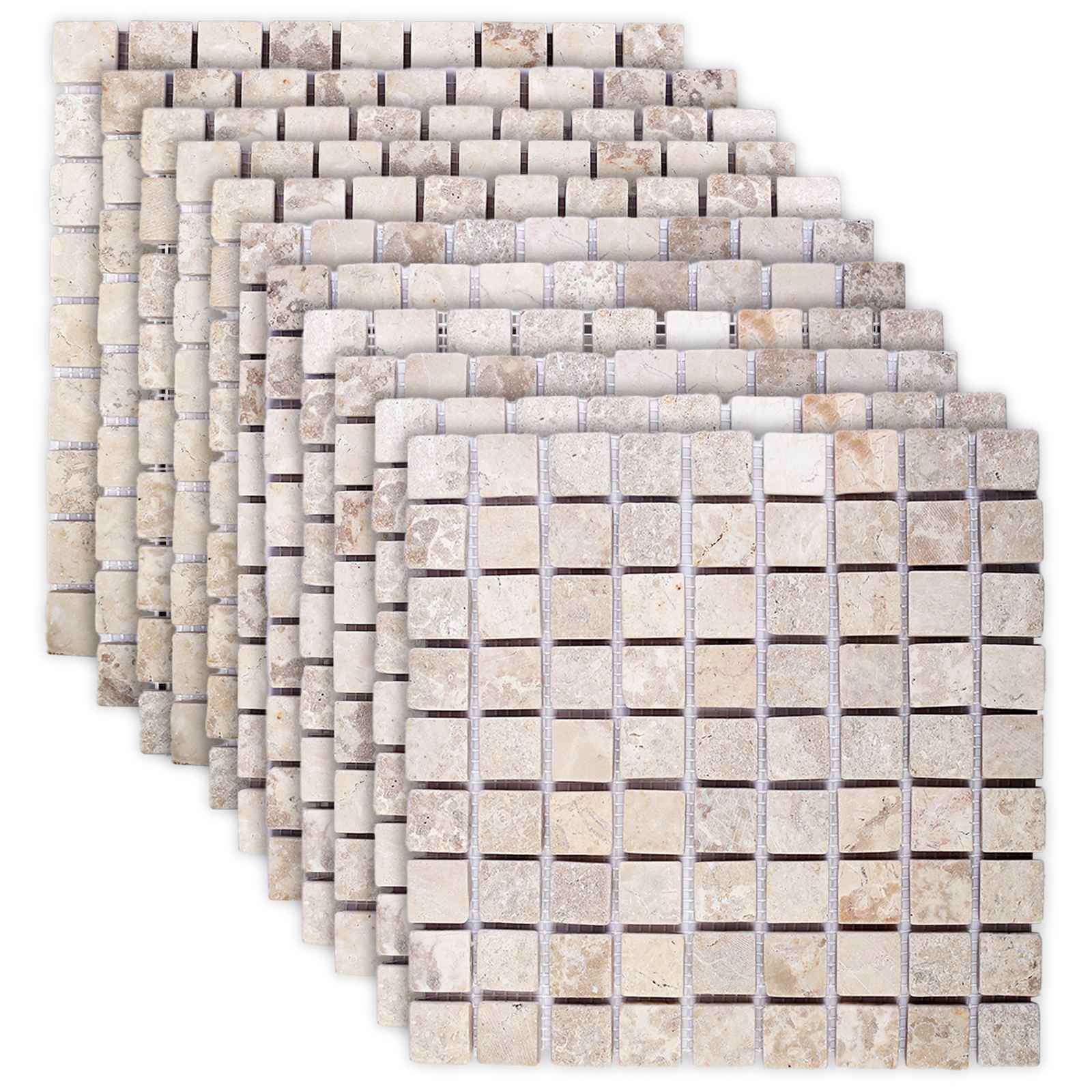 vidaXL Mozaïek Tegels Crèmekleurig 30 x 30 cm Marmer