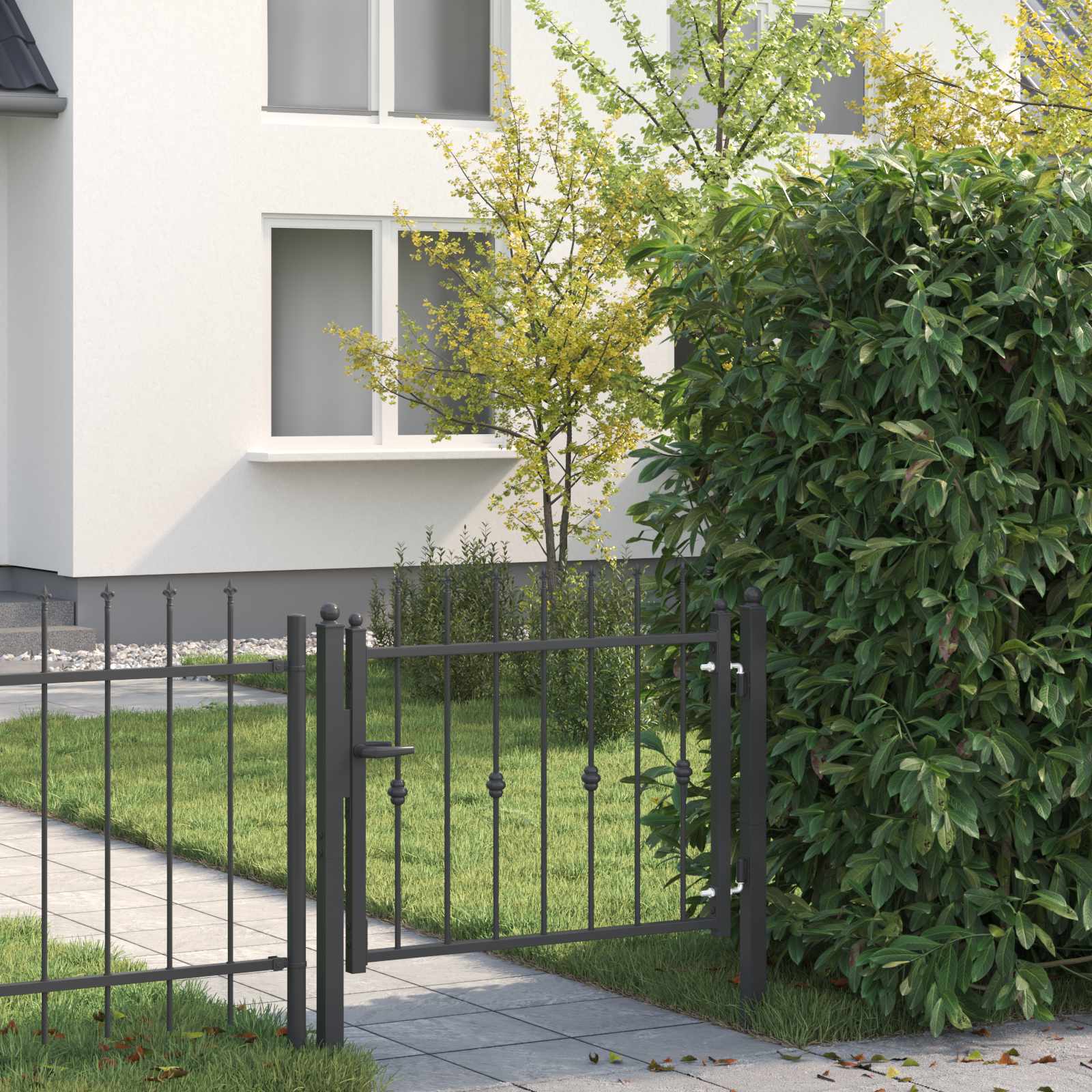 vidaXL Hekpoort met slot Asten Zwart 150 x 88 cm Staal