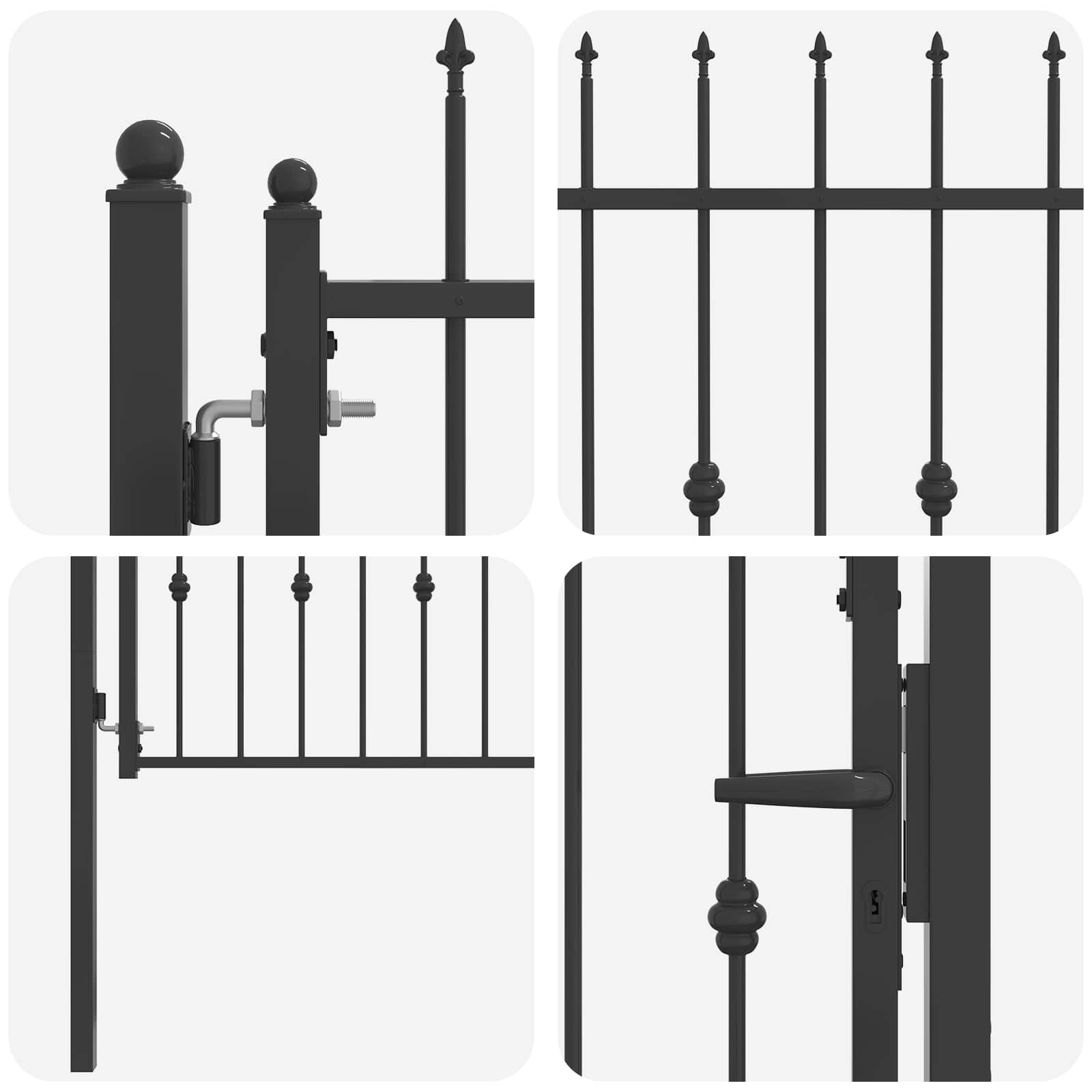 vidaXL Hekpoort met slot Asten Zwart 150 x 88 cm Staal