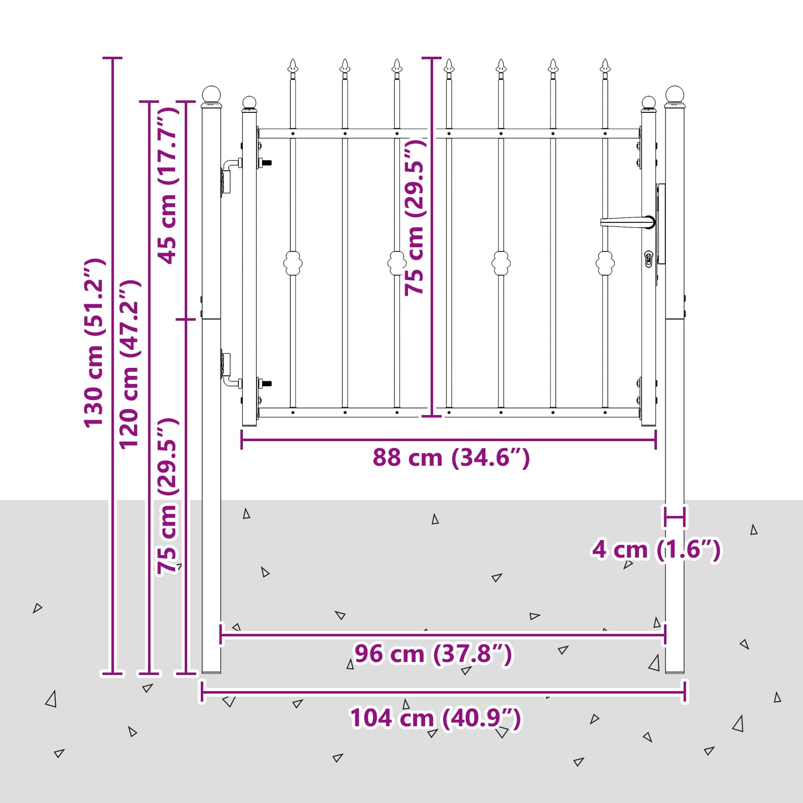 vidaXL Hekpoort met slot Asten Zwart 150 x 88 cm Staal