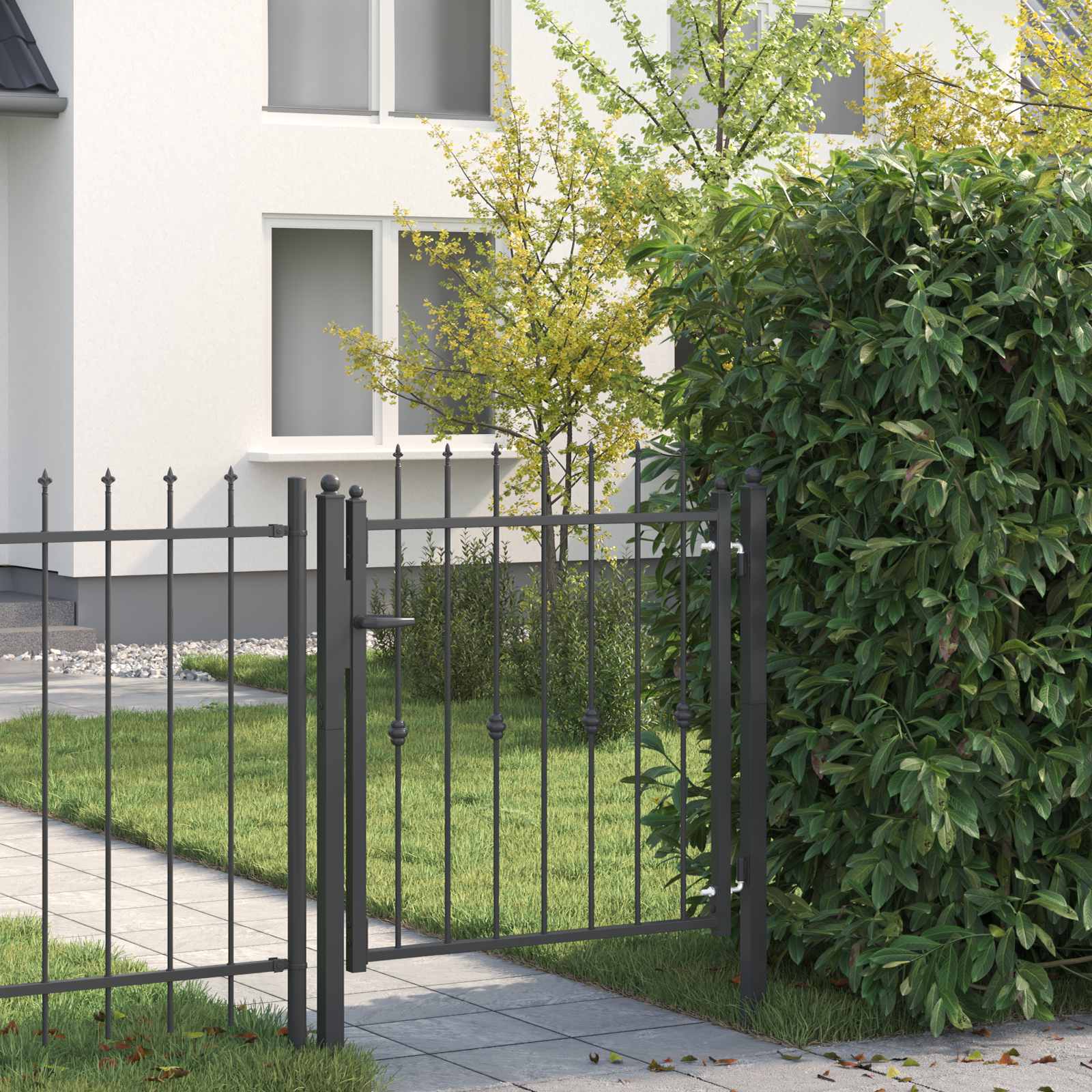 vidaXL Hekpoort met slot Asten Zwart 150 x 88 cm Staal