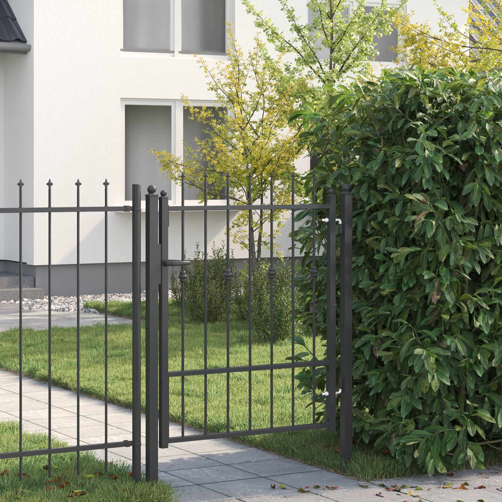 vidaXL Hekpoort met slot Asten Zwart 150 x 88 cm Staal