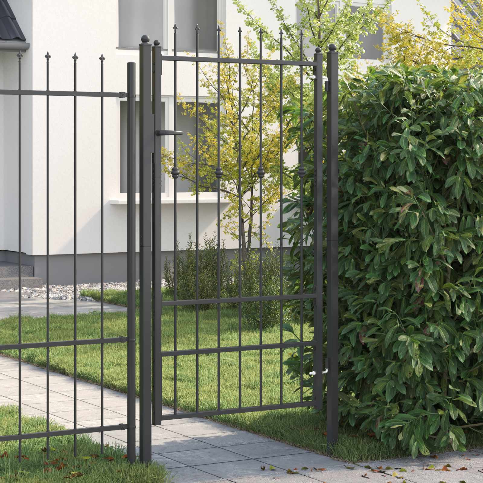 vidaXL Hekpoort met slot Asten Zwart 150 x 88 cm Staal