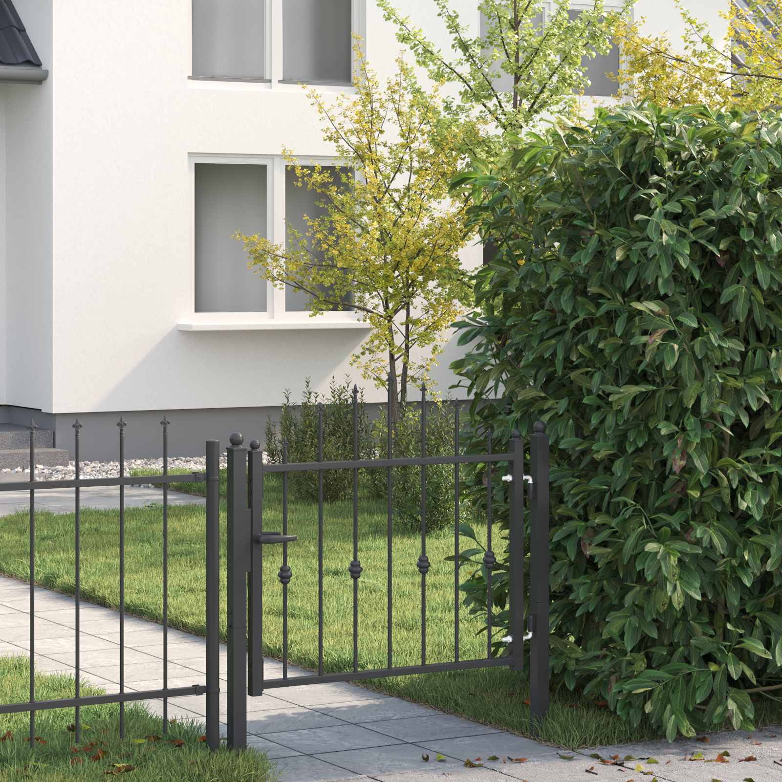 vidaXL Hekpoort met slot Asten Zwart 150 x 88 cm Staal