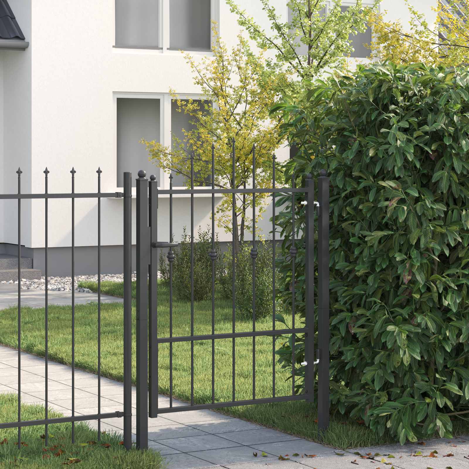vidaXL Hekpoort met slot Asten Zwart 150 x 88 cm Staal