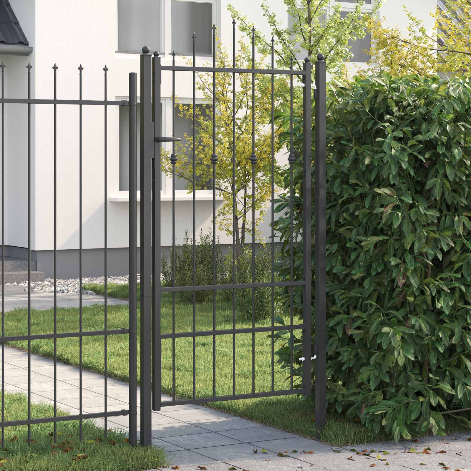 vidaXL Hekpoort met slot Asten Zwart 150 x 88 cm Staal