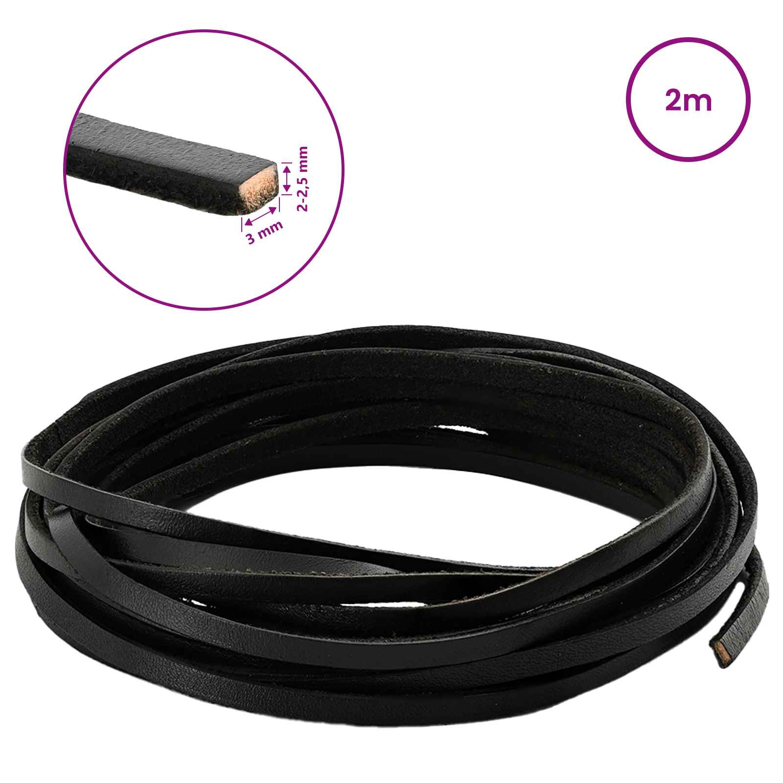 vidaXL Leren Strap Zwart 200 x 0,3 cm Leer