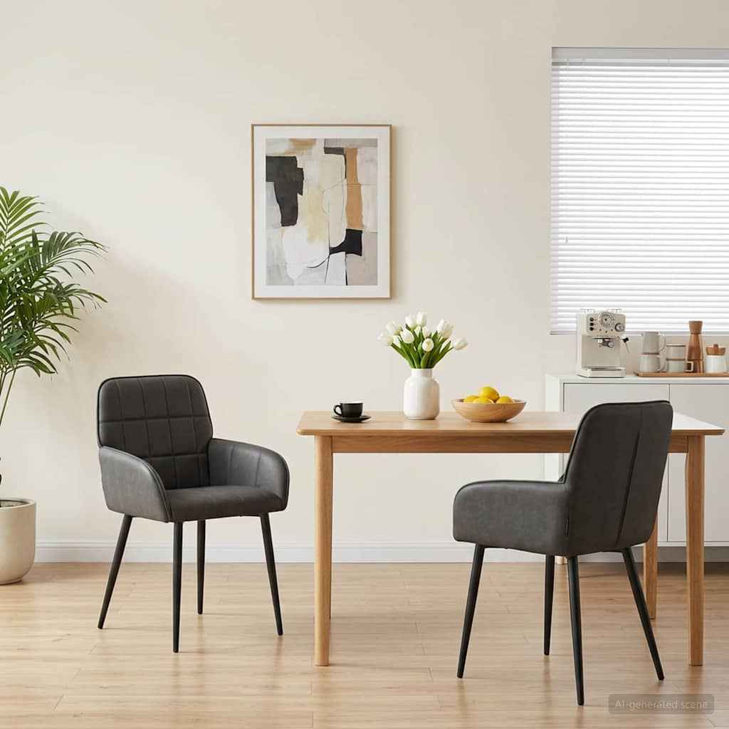 vidaXL Eettafelstoelen 4 pcs Kunstleer Zwart 57 x 50 x 85 cm