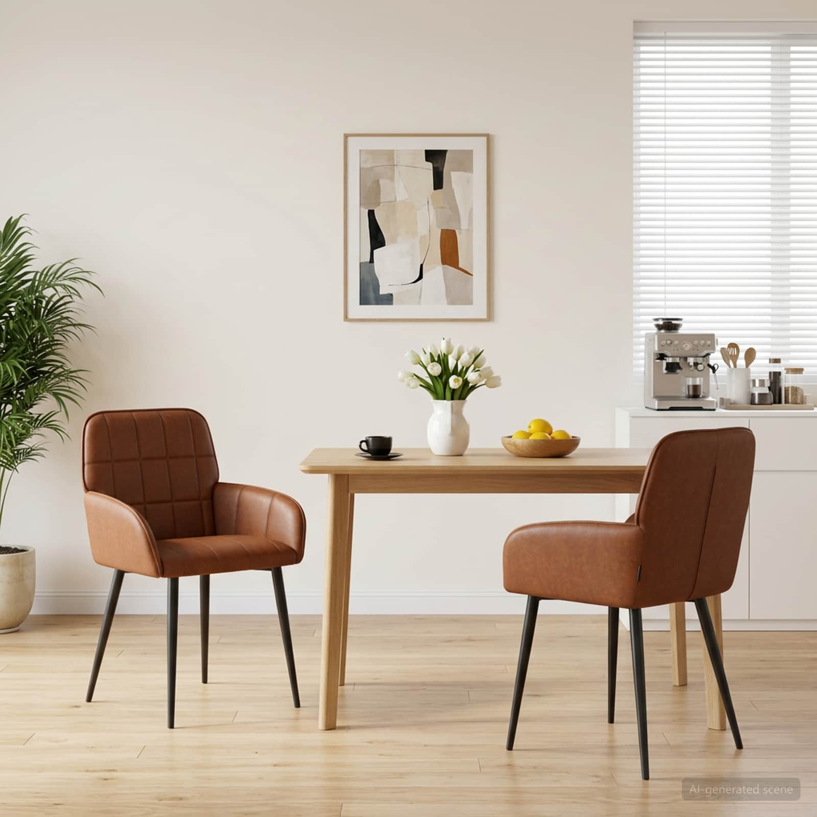 vidaXL Eettafelstoelen 4 pcs Kunstleer Zwart 57 x 50 x 85 cm