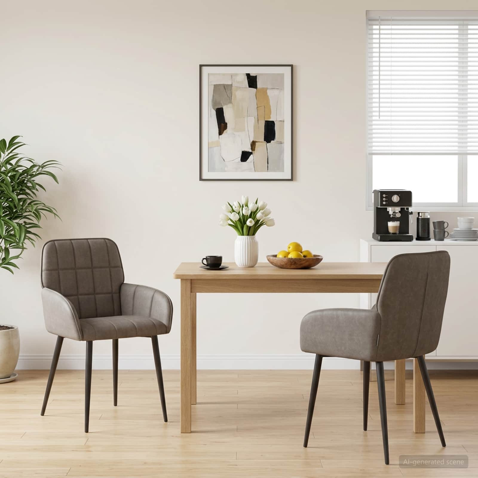 vidaXL Eettafelstoelen 4 pcs Kunstleer Zwart 57 x 50 x 85 cm