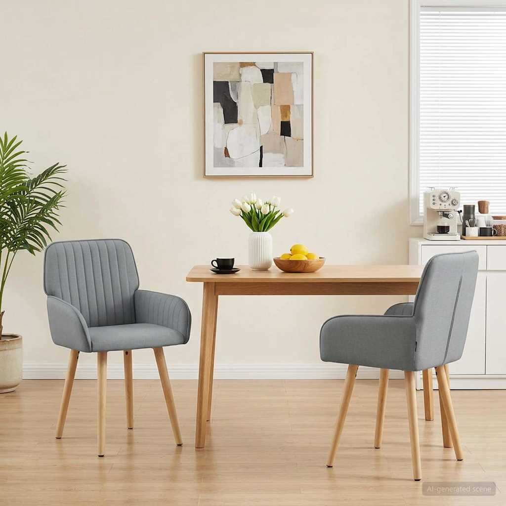 vidaXL Eettafelstoelen 4 pcs Stof Lichtgrijs 56,5 x 50 x 87,5 cm