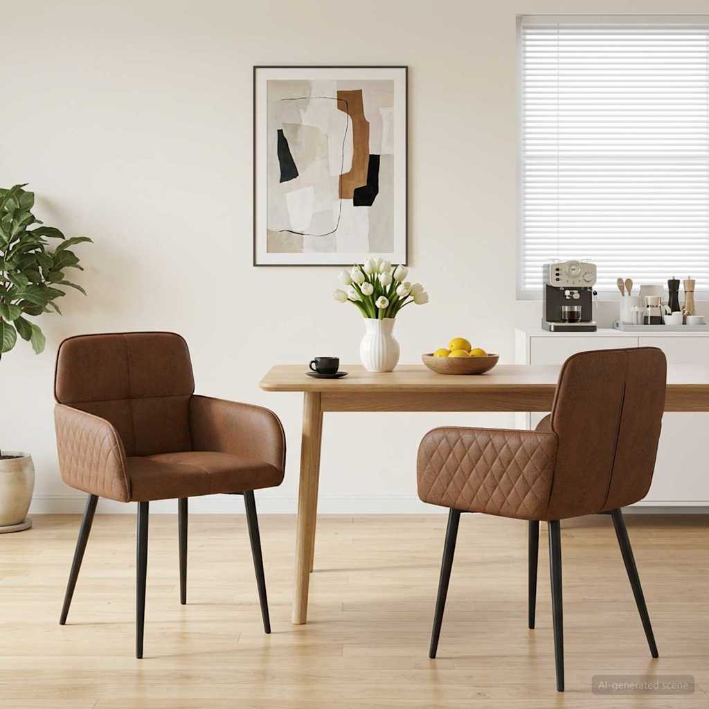 vidaXL Eettafelstoelen 4 pcs Nep Suede Leer Bruin 59 x 56,5 x 85 cm