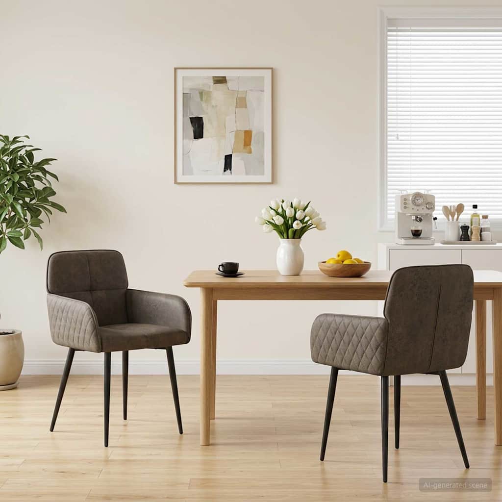 vidaXL Eettafelstoelen 4 pcs Nep Suede Leer Bruin 59 x 56,5 x 85 cm