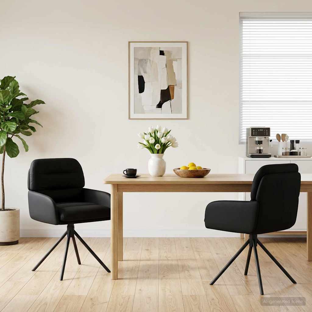 vidaXL Draai Eetstoelen 4 pcs Kunstleer Zwart 59 x 59,5 x 90 cm