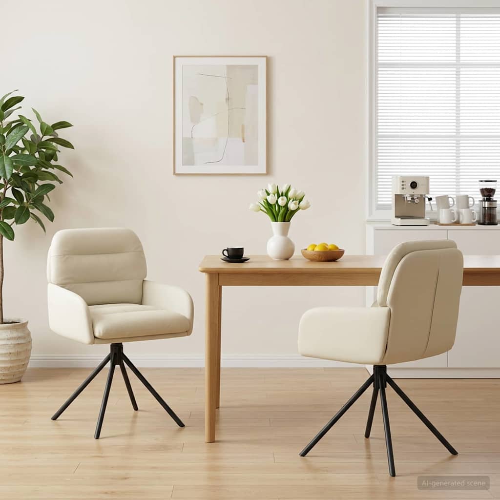 vidaXL Draai Eetstoelen 4 pcs Kunstleer Zwart 59 x 59,5 x 90 cm
