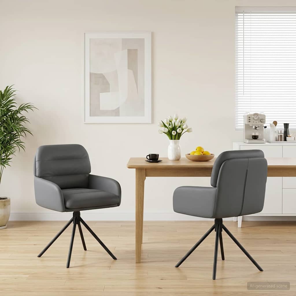 vidaXL Draai Eetstoelen 4 pcs Kunstleer Zwart 59 x 59,5 x 90 cm