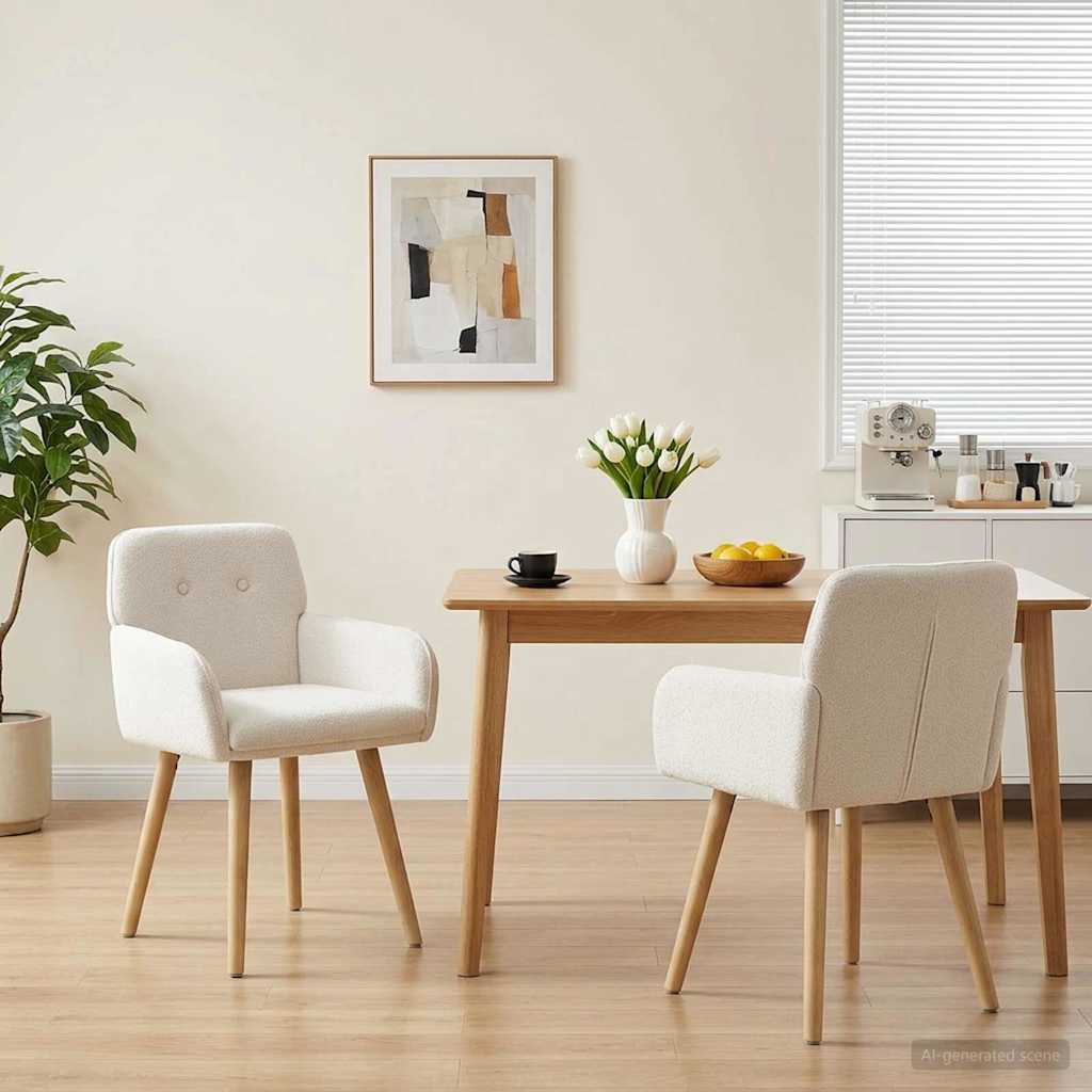 vidaXL Eettafelstoelen 4 pcs Bouclé Lichtgrijs 59 x 57 x 85 cm