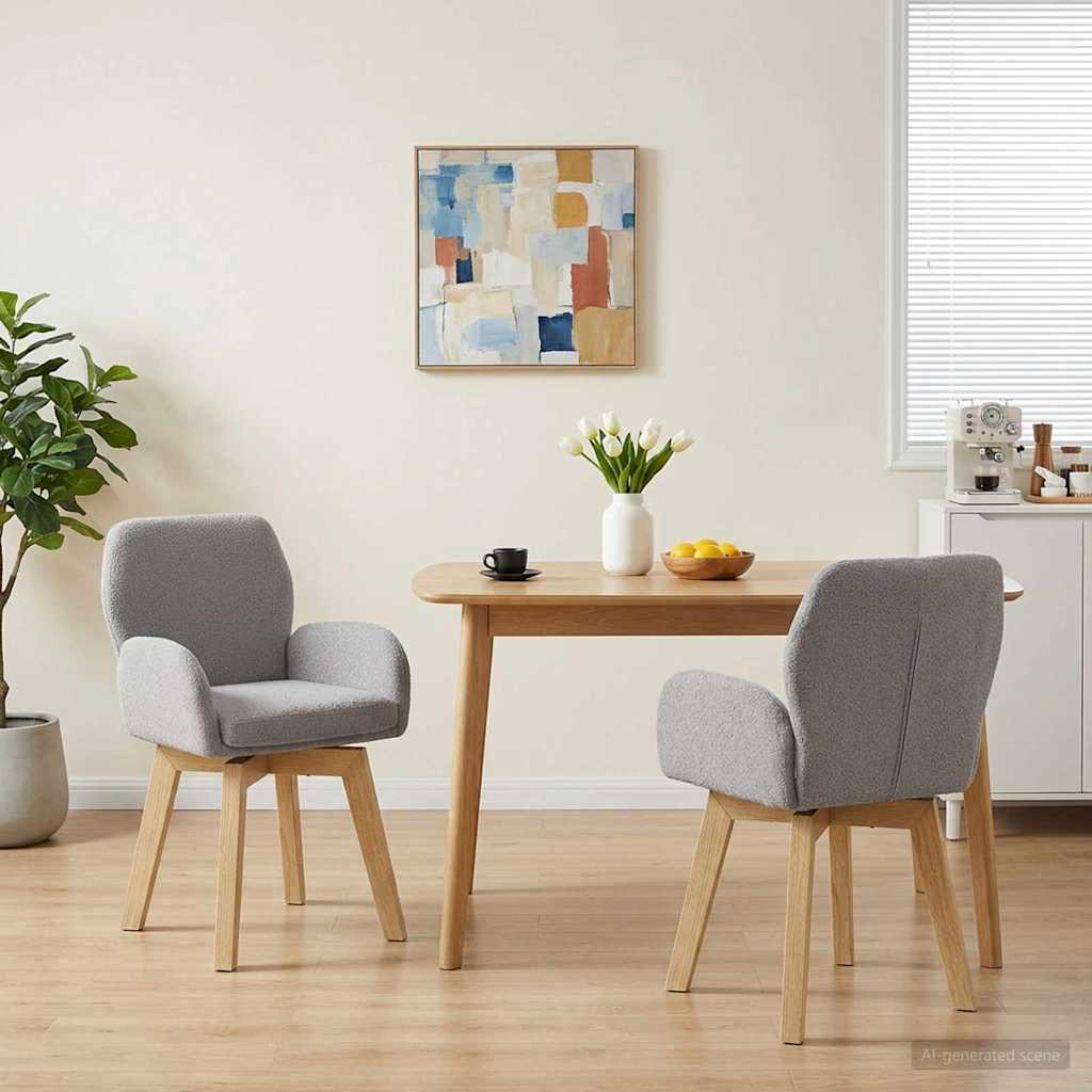 vidaXL Draai Eetstoelen 4 pcs Bouclé Lichtgrijs 54 x 58 x 87 cm