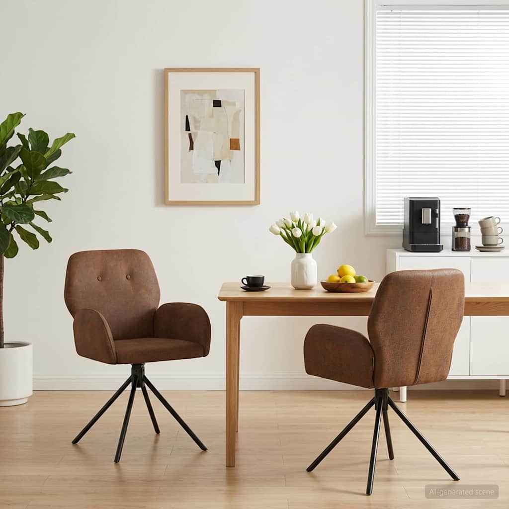 vidaXL Draai Eetstoelen 4 pcs Nep Suede Leer Bruin 54 x 55 x 86 cm