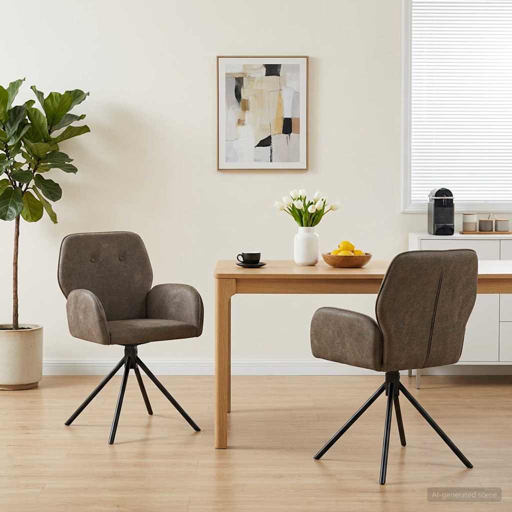 vidaXL Draai Eetstoelen 4 pcs Nep Suede Leer Bruin 54 x 55 x 86 cm