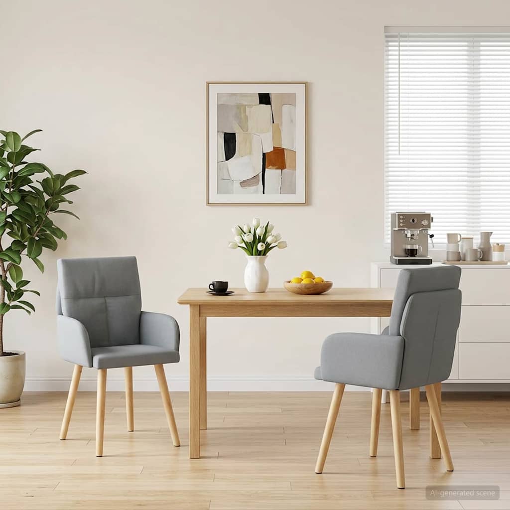 vidaXL Eettafelstoelen 4 pcs Stof Lichtgrijs 60 x 56 x 96 cm