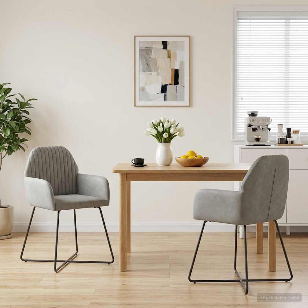 vidaXL Eettafelstoelen 4 pcs fluweel Lichtgrijs 55 x 50 x 84 cm