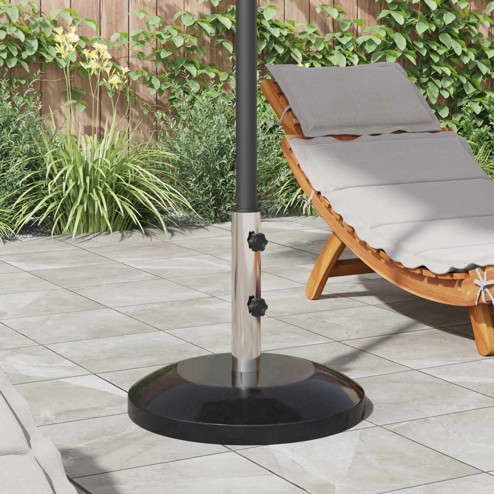 vidaXL Parasolvoet voor 40-50 mm paal 26.75 kg Zwart Graniet en RVS