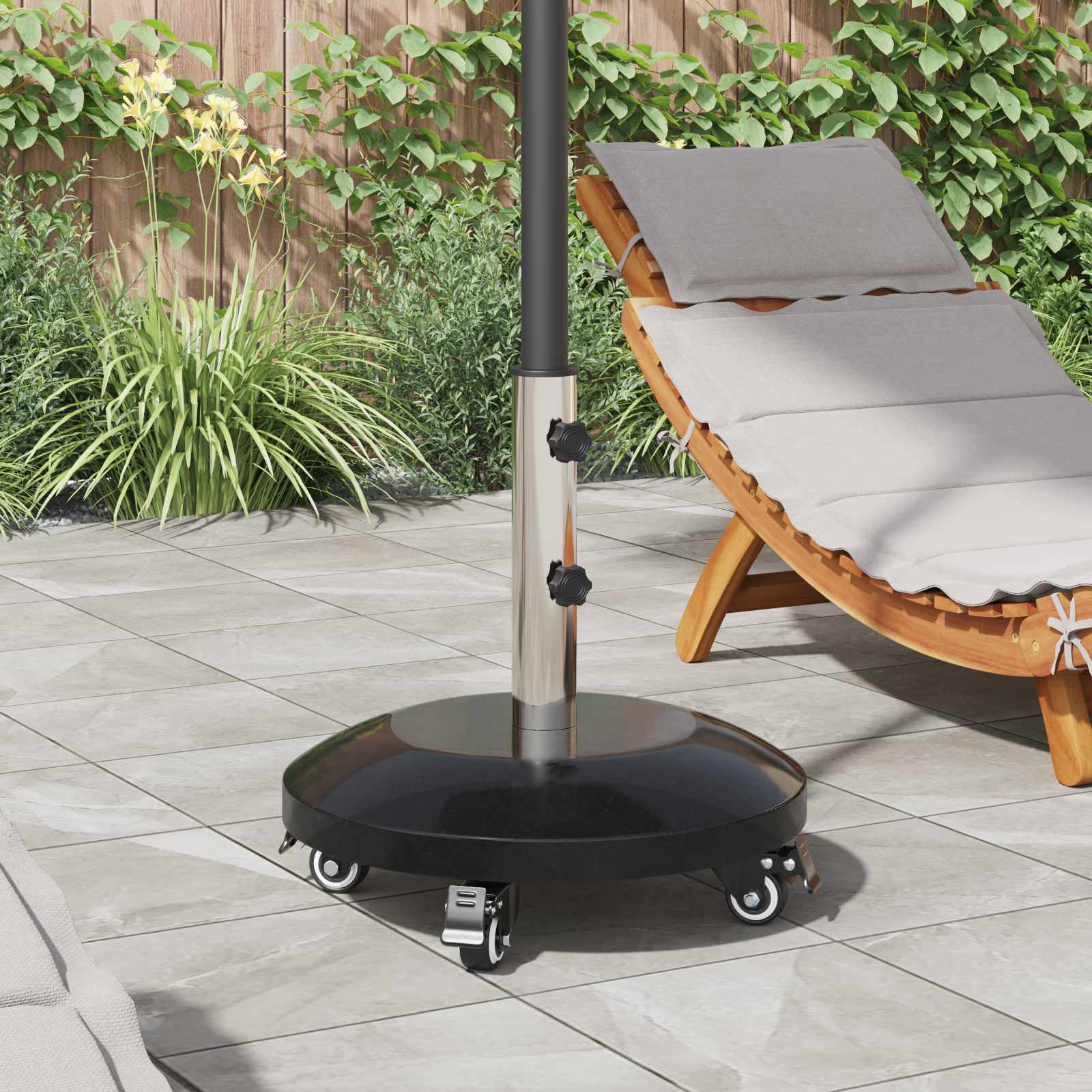 vidaXL Parasolvoet voor 40-50 mm paal 26.75 kg Zwart Graniet en RVS
