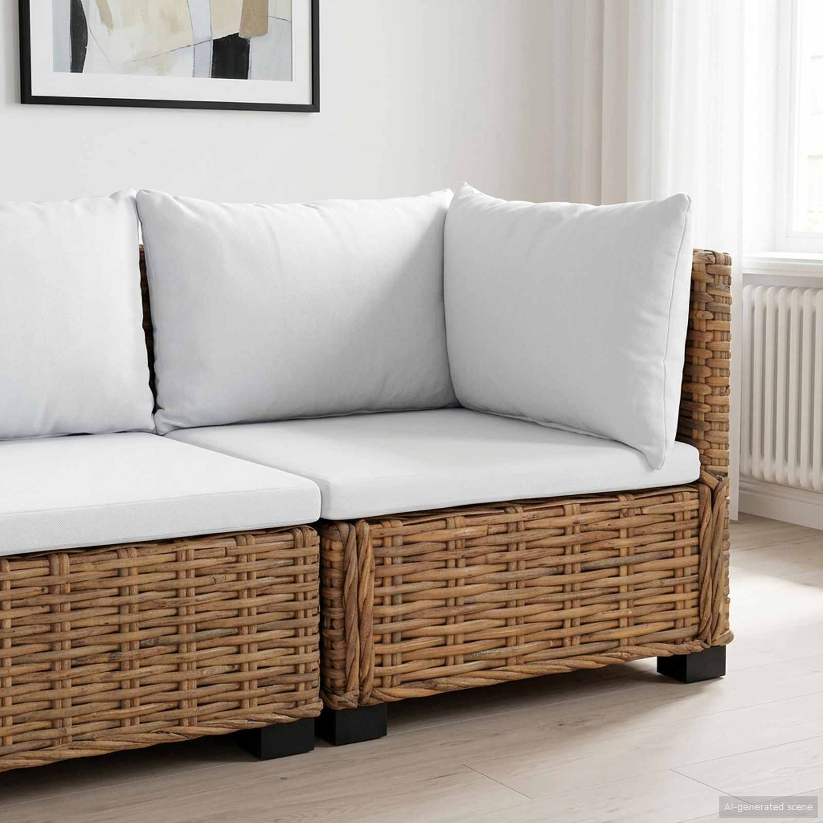 vidaXL Hoekbank met kussens GENDT Natuurlijk rattan Naturel