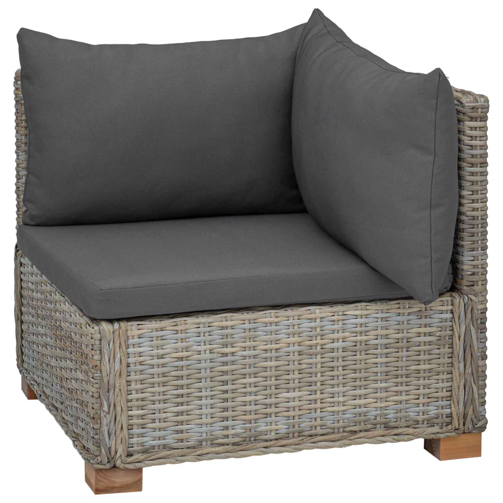 vidaXL Hoekbank met kussens GENDT Natuurlijk rattan Naturel