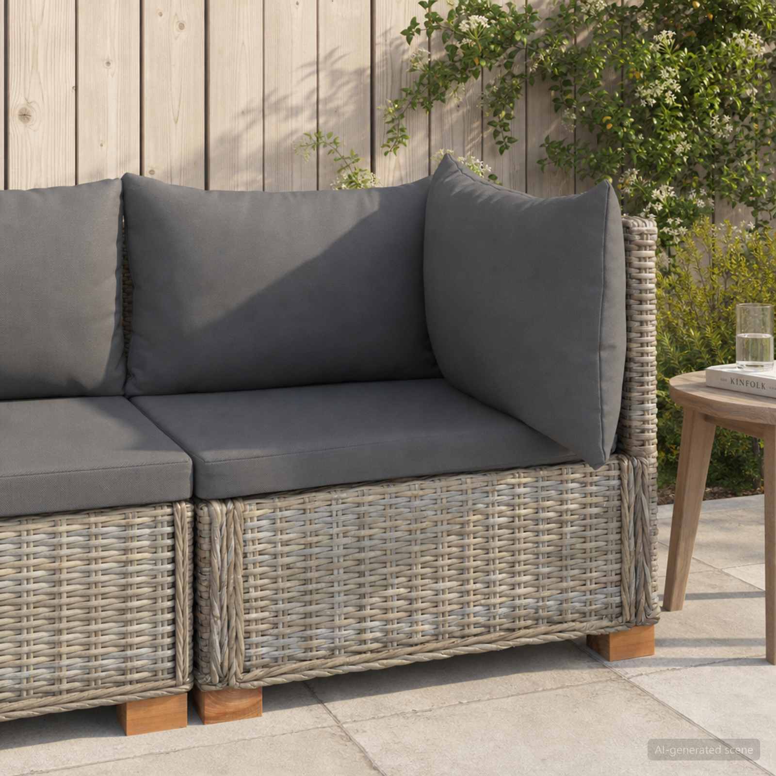 vidaXL Hoekbank met kussens GENDT Natuurlijk rattan Naturel