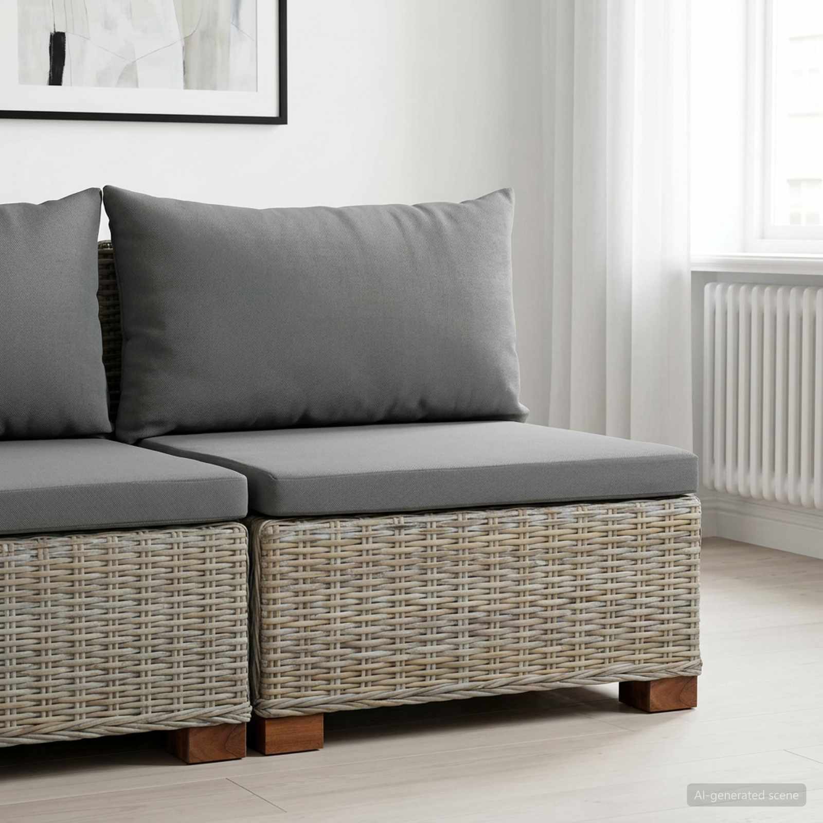 vidaXL Middelgrote Bank met Kussens GENDT Natuurlijk rattan Naturel