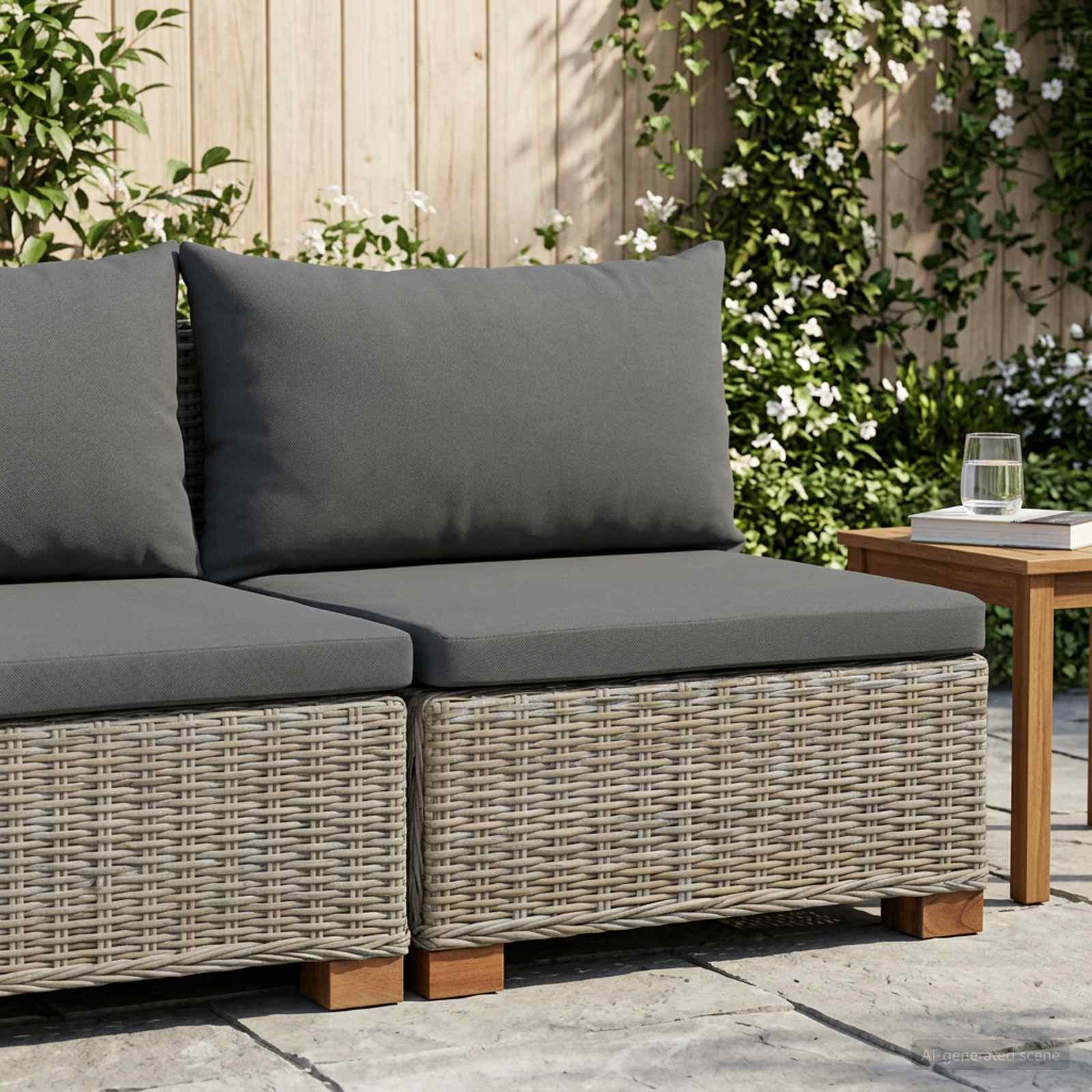 vidaXL Middelgrote Bank met Kussens GENDT Natuurlijk rattan Naturel
