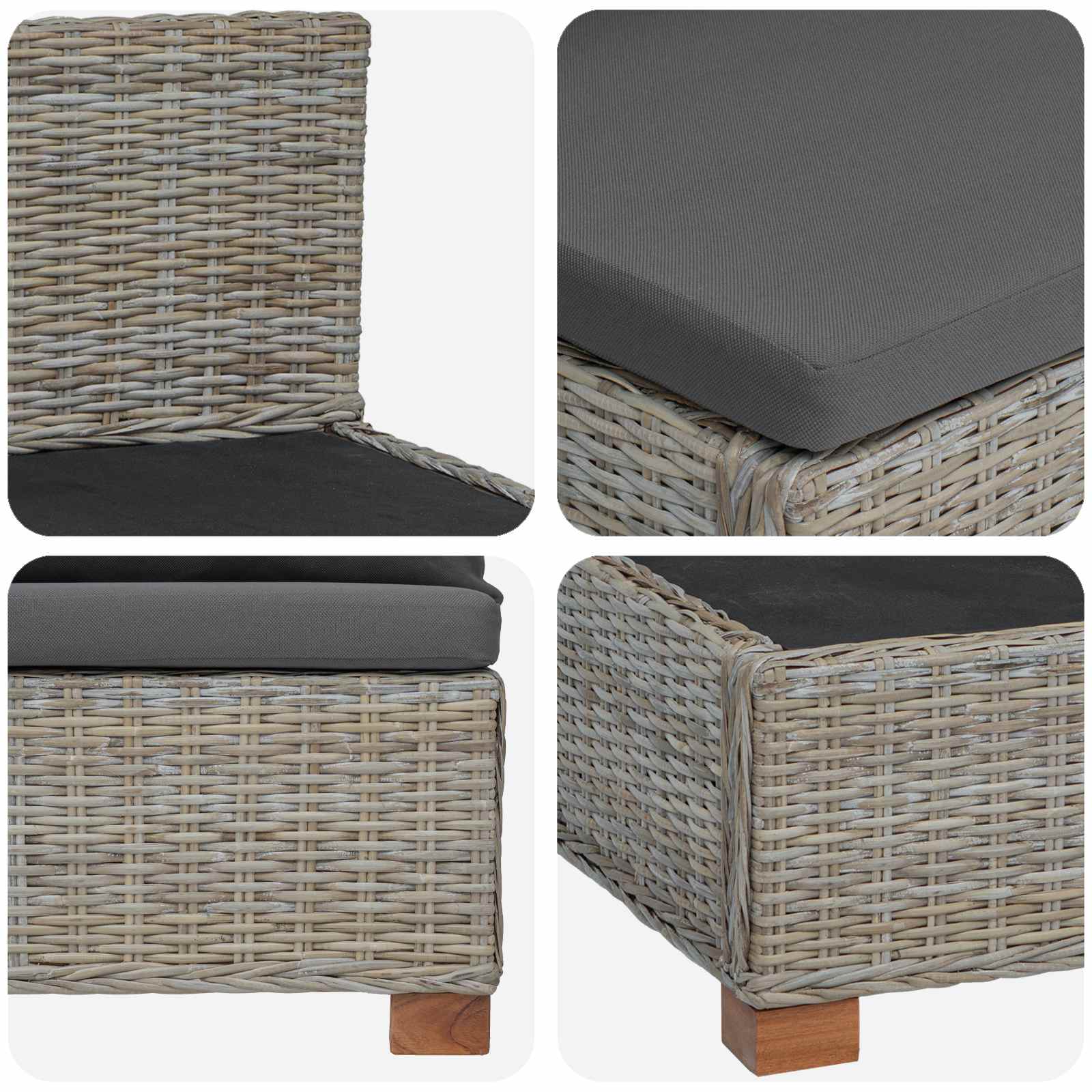 vidaXL Middelgrote Bank met Kussens GENDT Natuurlijk rattan Naturel