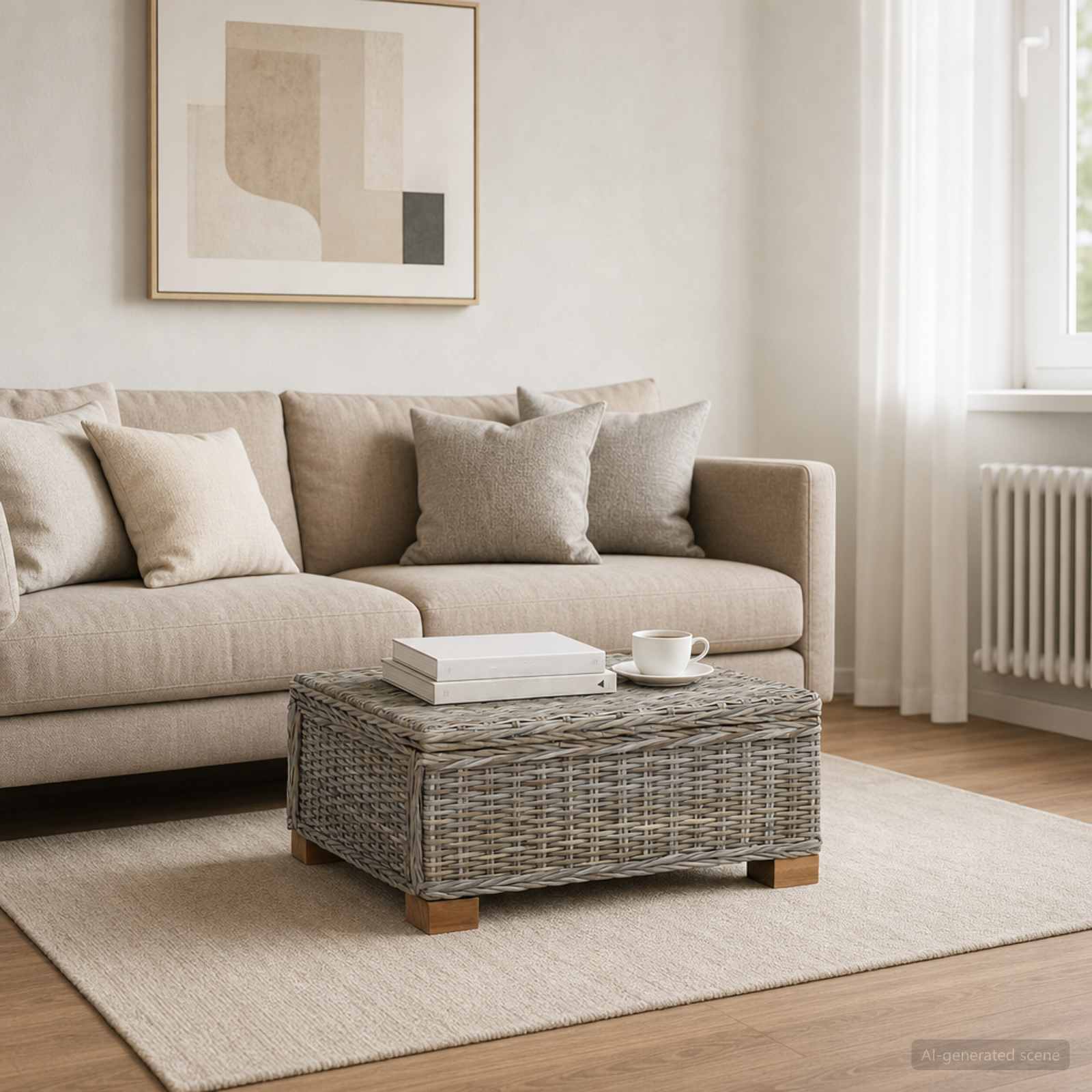 vidaXL Salontafel GENDT Natuurlijk rattan Naturel 67 x 60 x 30 cm