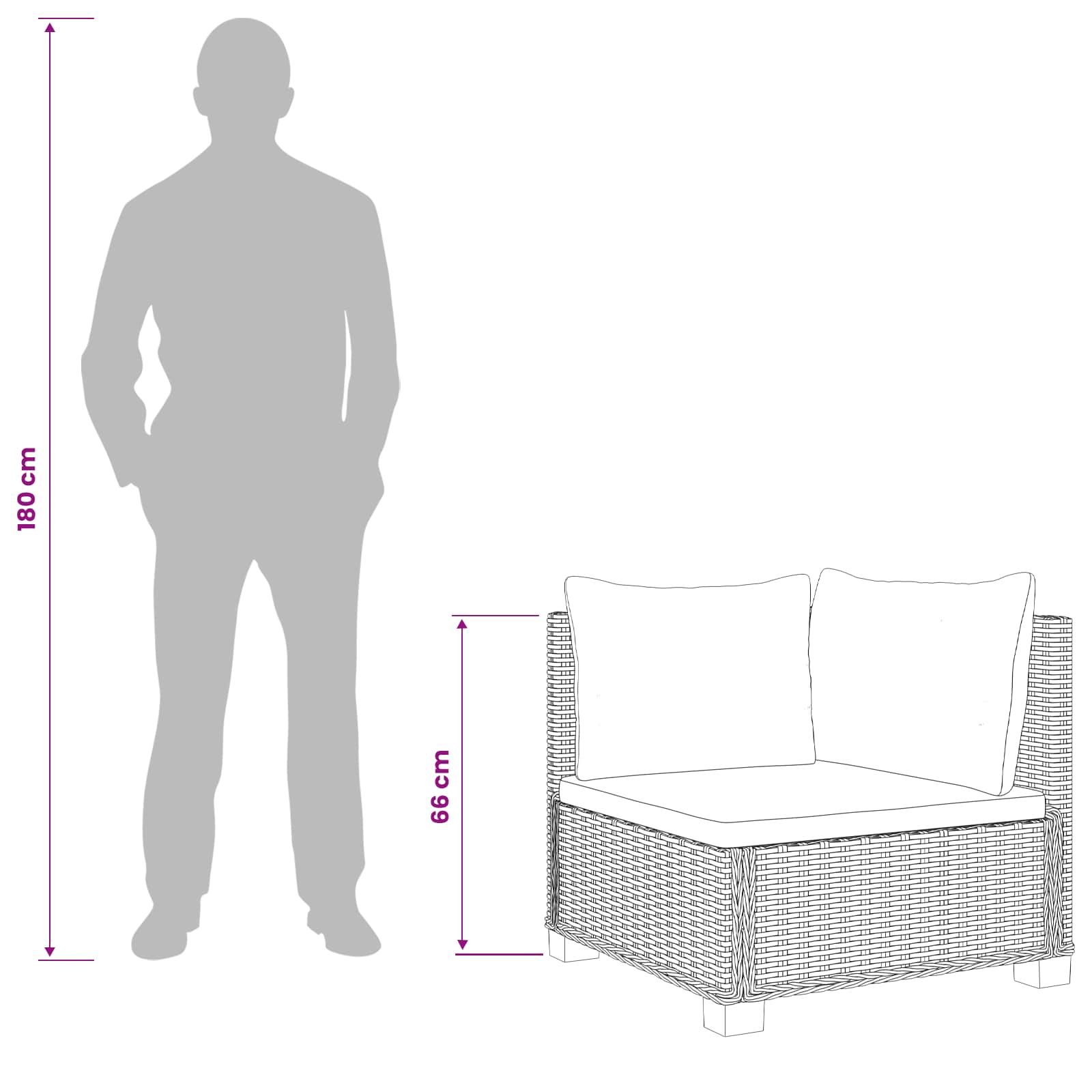 vidaXL 2 st Rieten Loungeset met Kussens GENDT Natuurlijk rattan