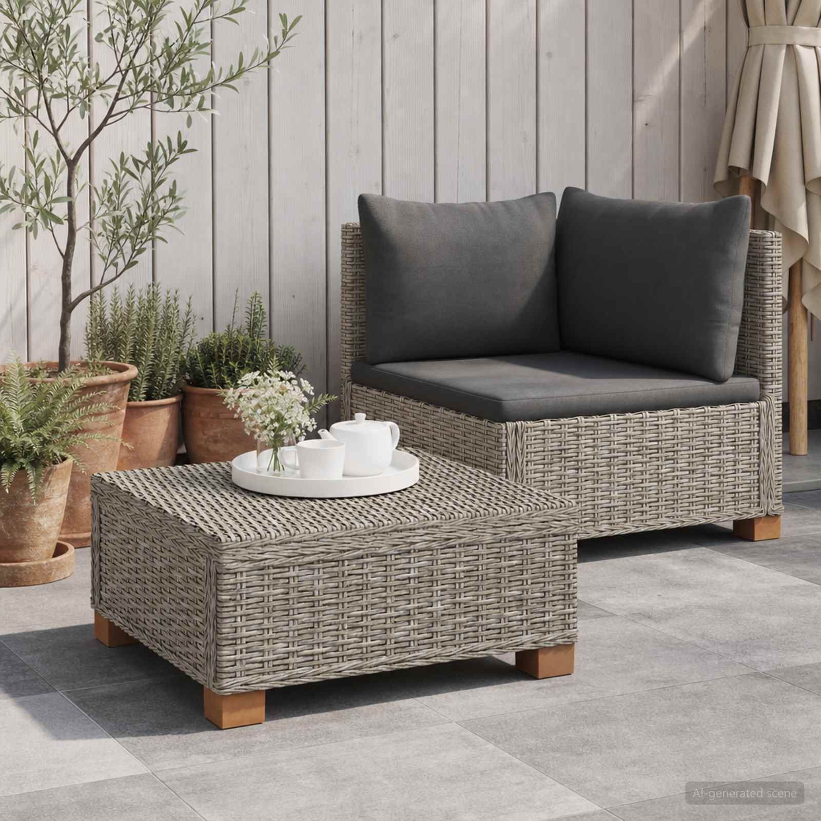 vidaXL 2 st Rieten Loungeset met Kussens GENDT Natuurlijk rattan