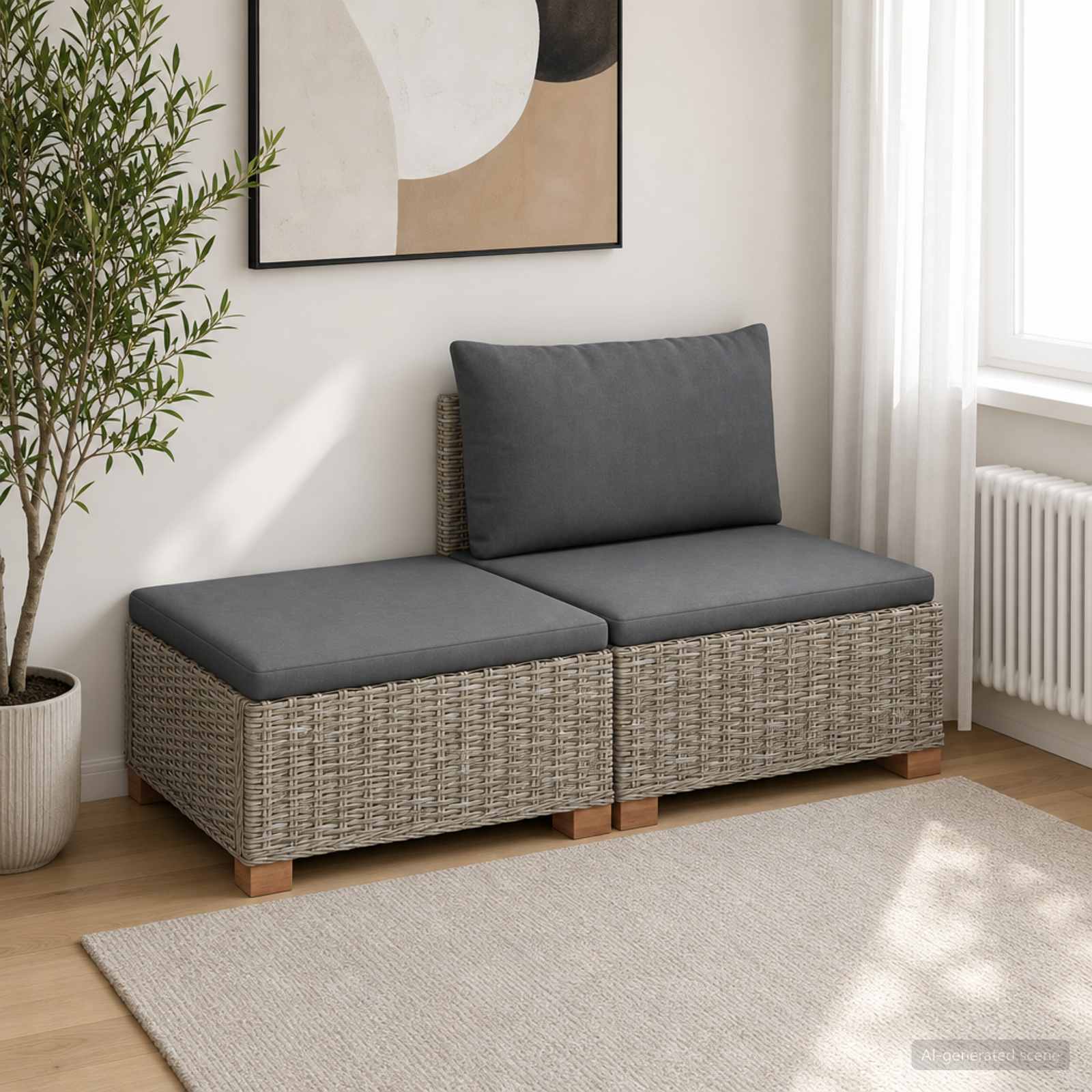 vidaXL 2 st Rieten Loungeset met Kussens GENDT Natuurlijk rattan