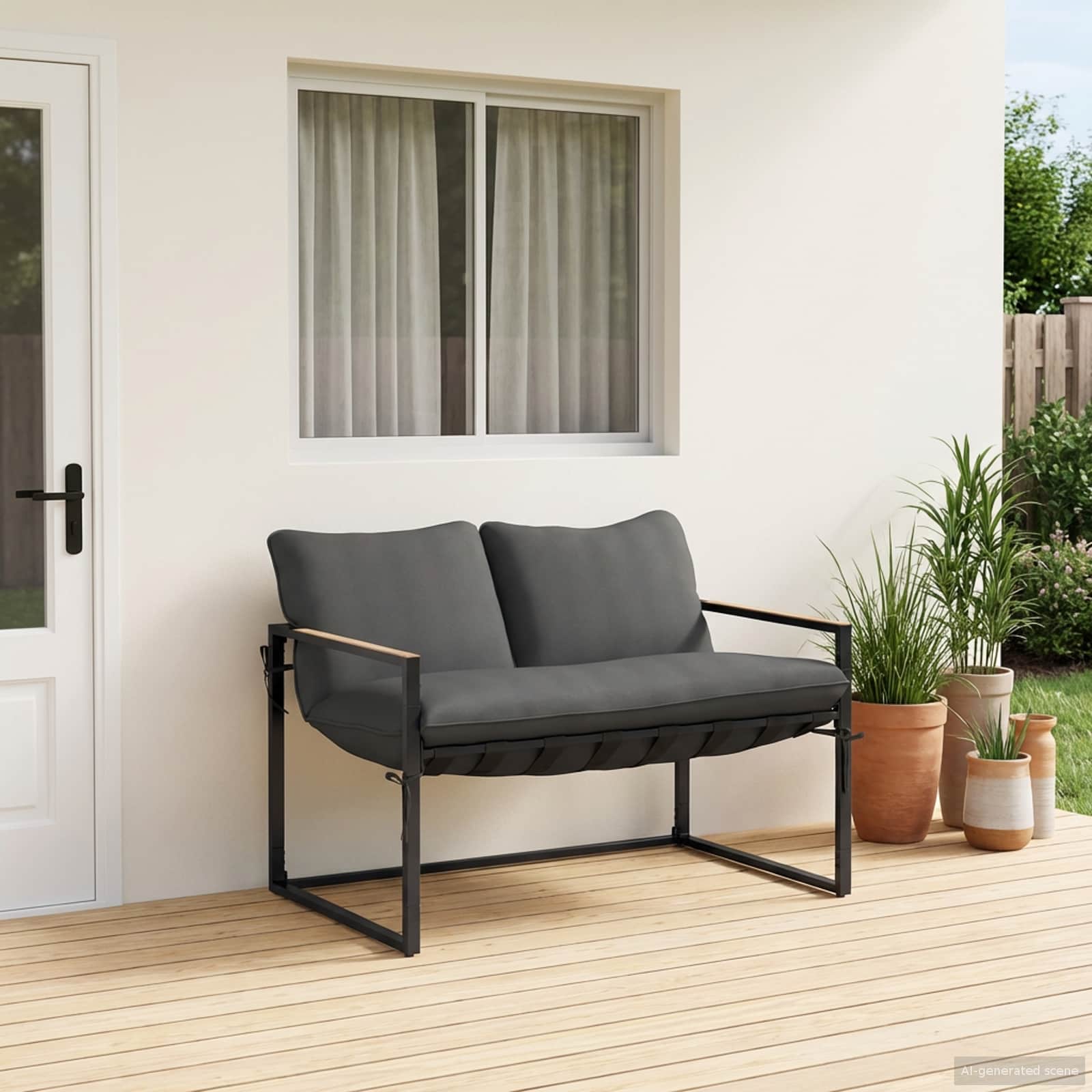 vidaXL Tuinbankenset 3 pcs Zwart en Anthraciet Staal