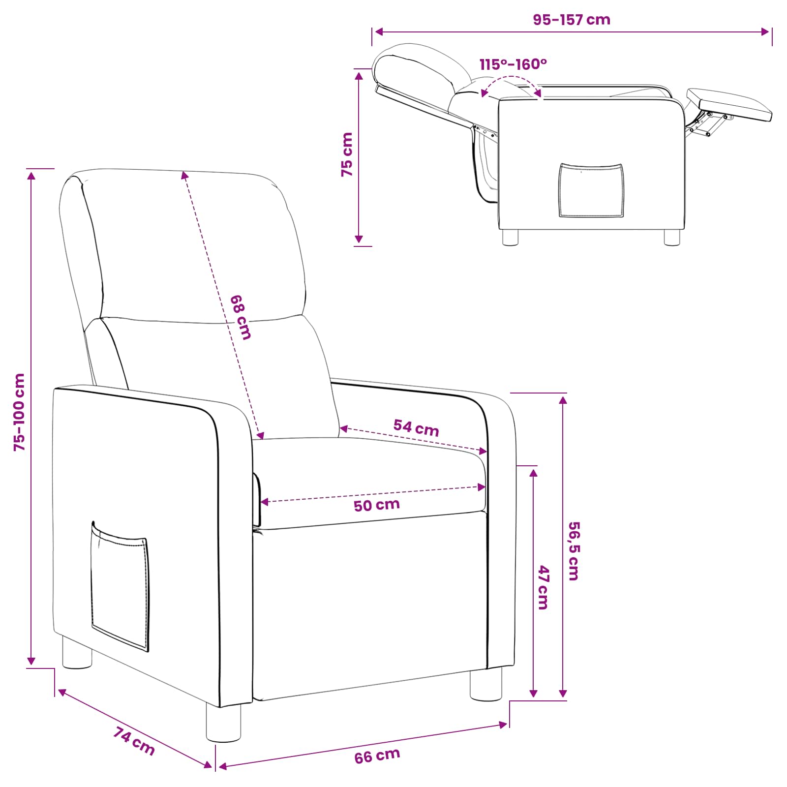 vidaXL Relaxfauteuil Lichtgrijs Stof