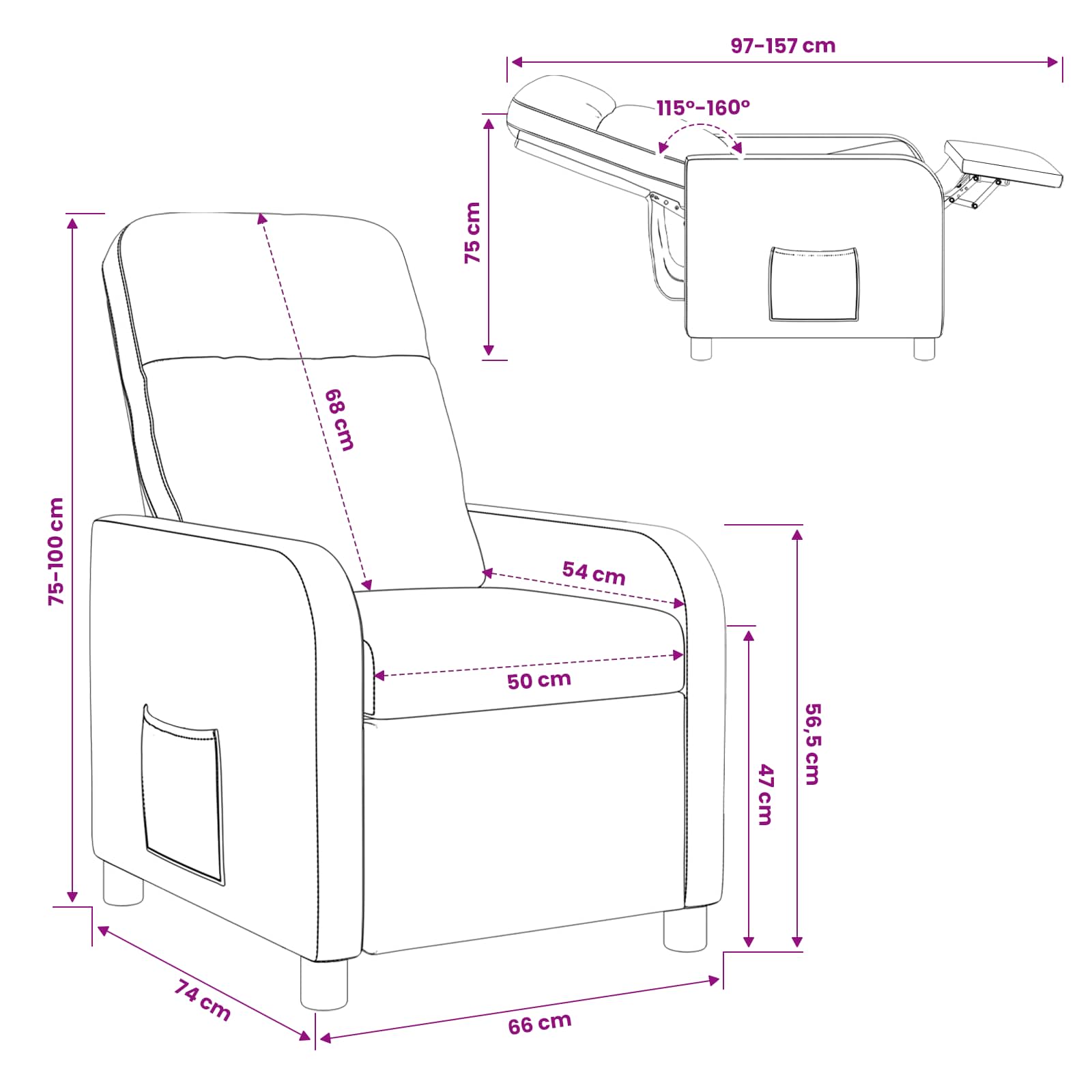 vidaXL Relaxfauteuil Lichtgrijs Stof