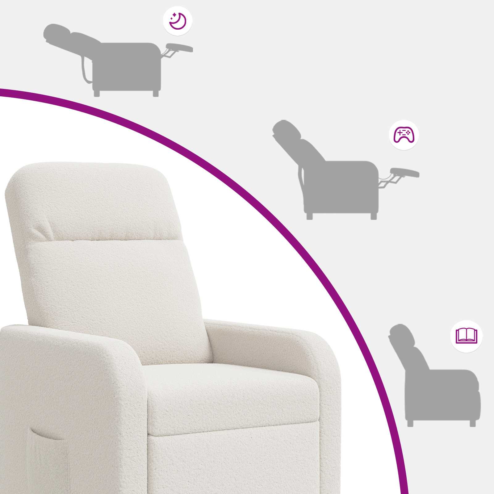 vidaXL Relaxfauteuil Lichtgrijs Bouclé