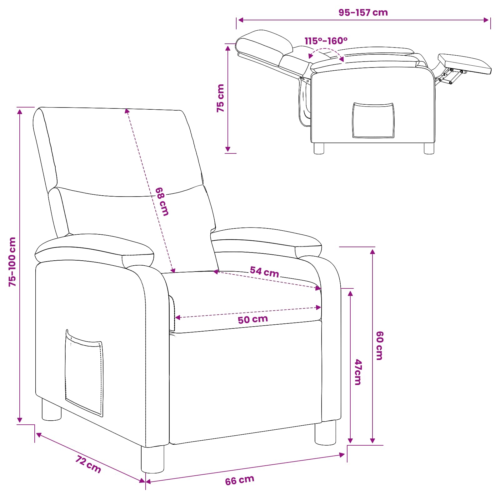 vidaXL Relaxfauteuil Zwart Kunstleer
