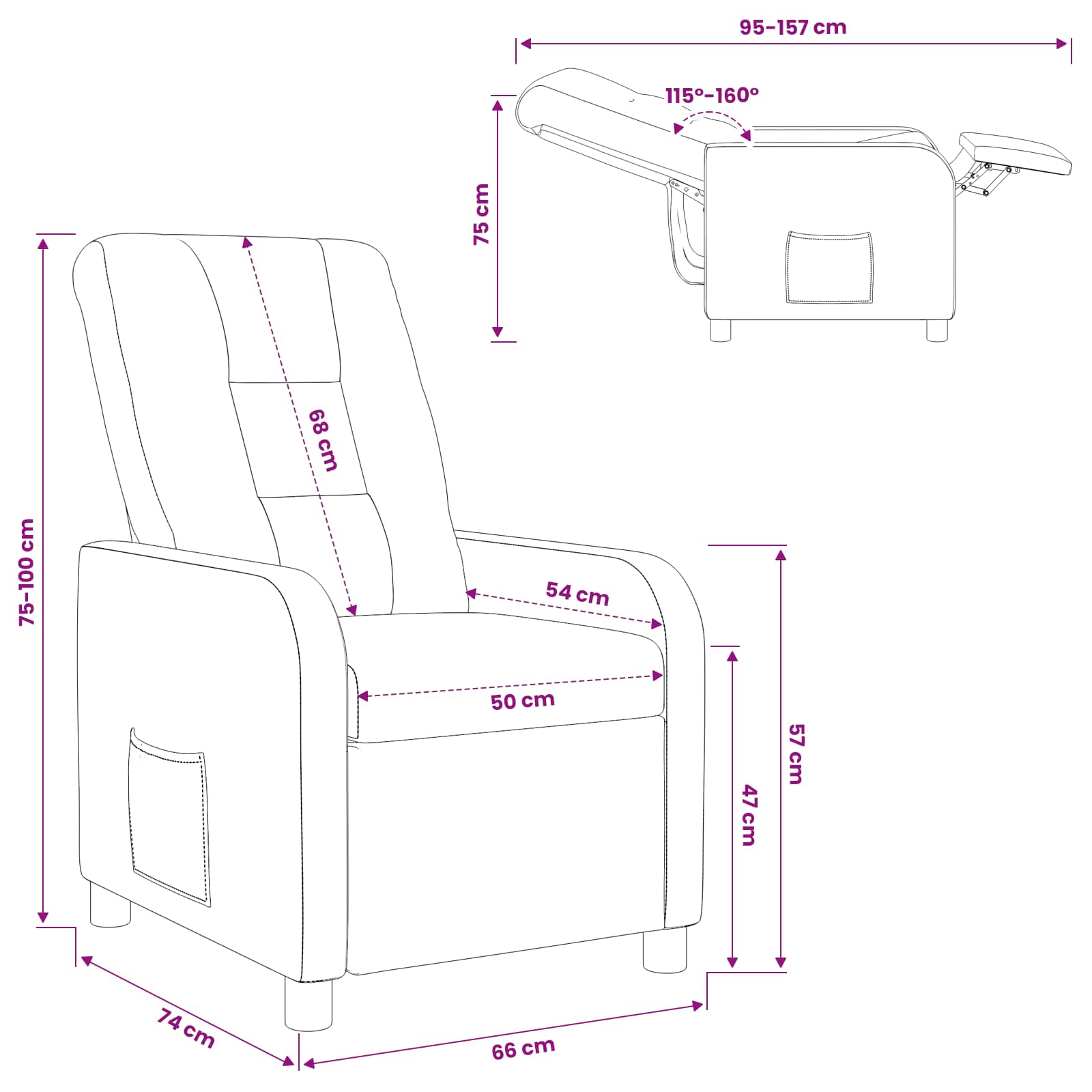 vidaXL Relaxfauteuil Lichtgrijs Stof