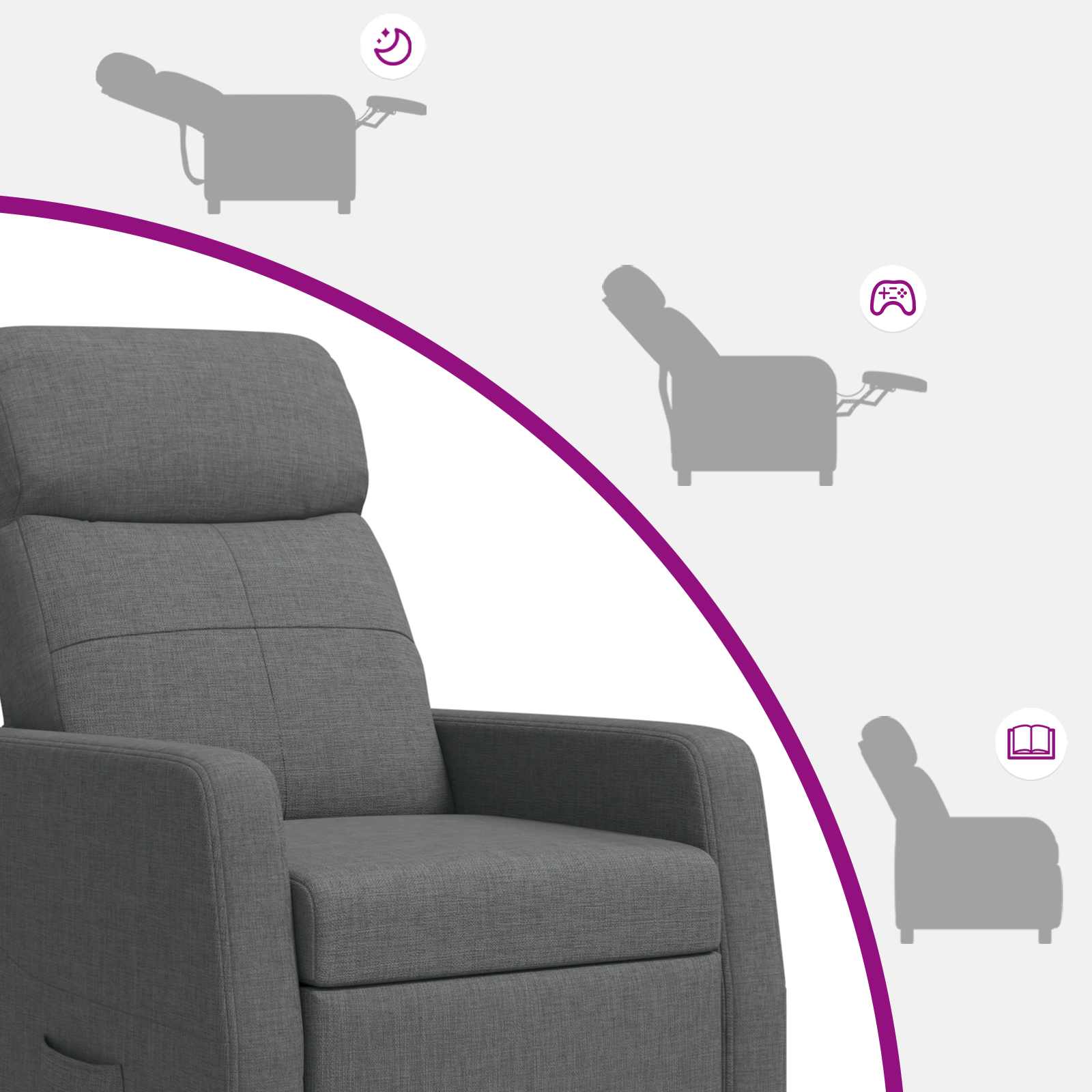 vidaXL Relaxfauteuil Lichtgrijs Stof