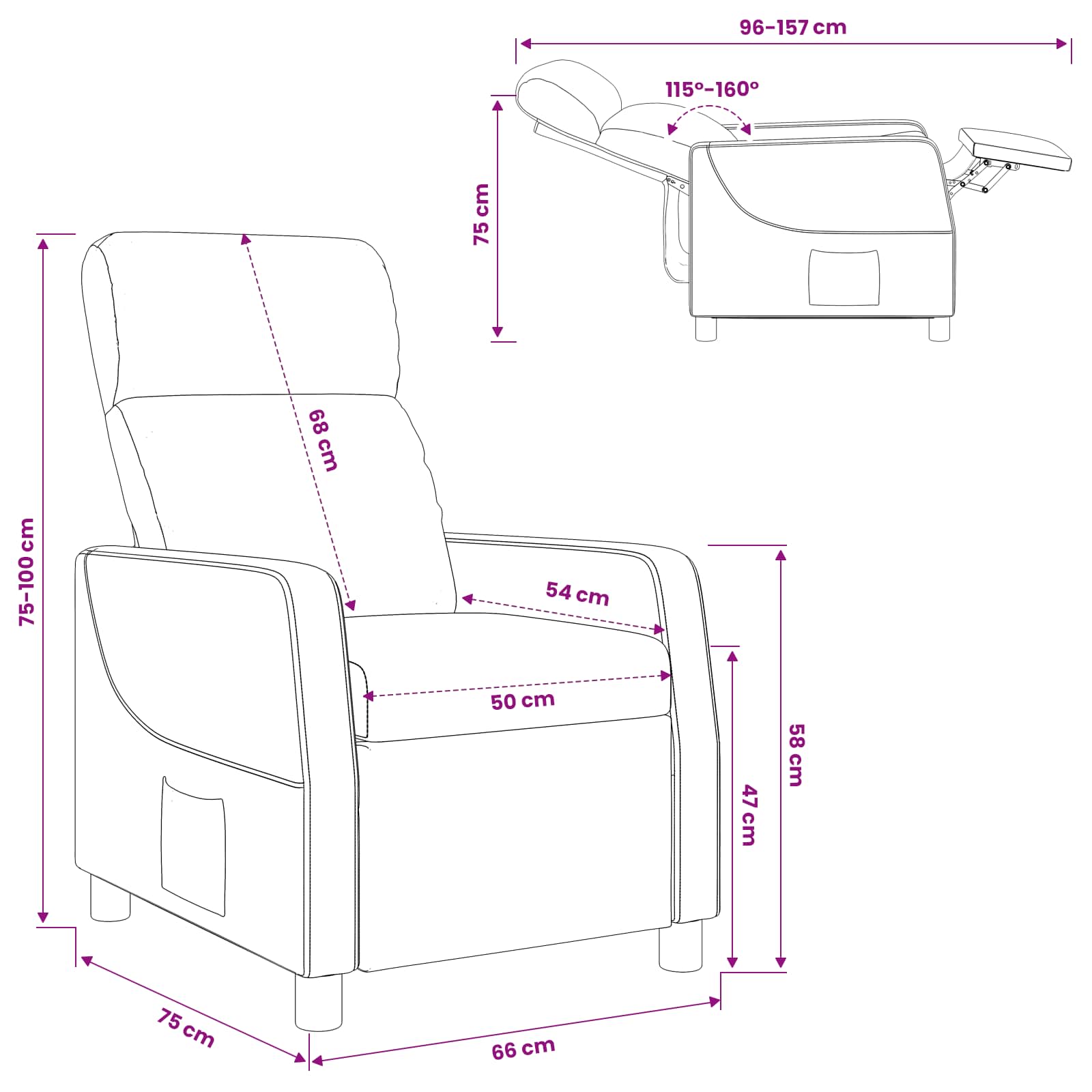 vidaXL Relaxfauteuil Zwart Kunstleer