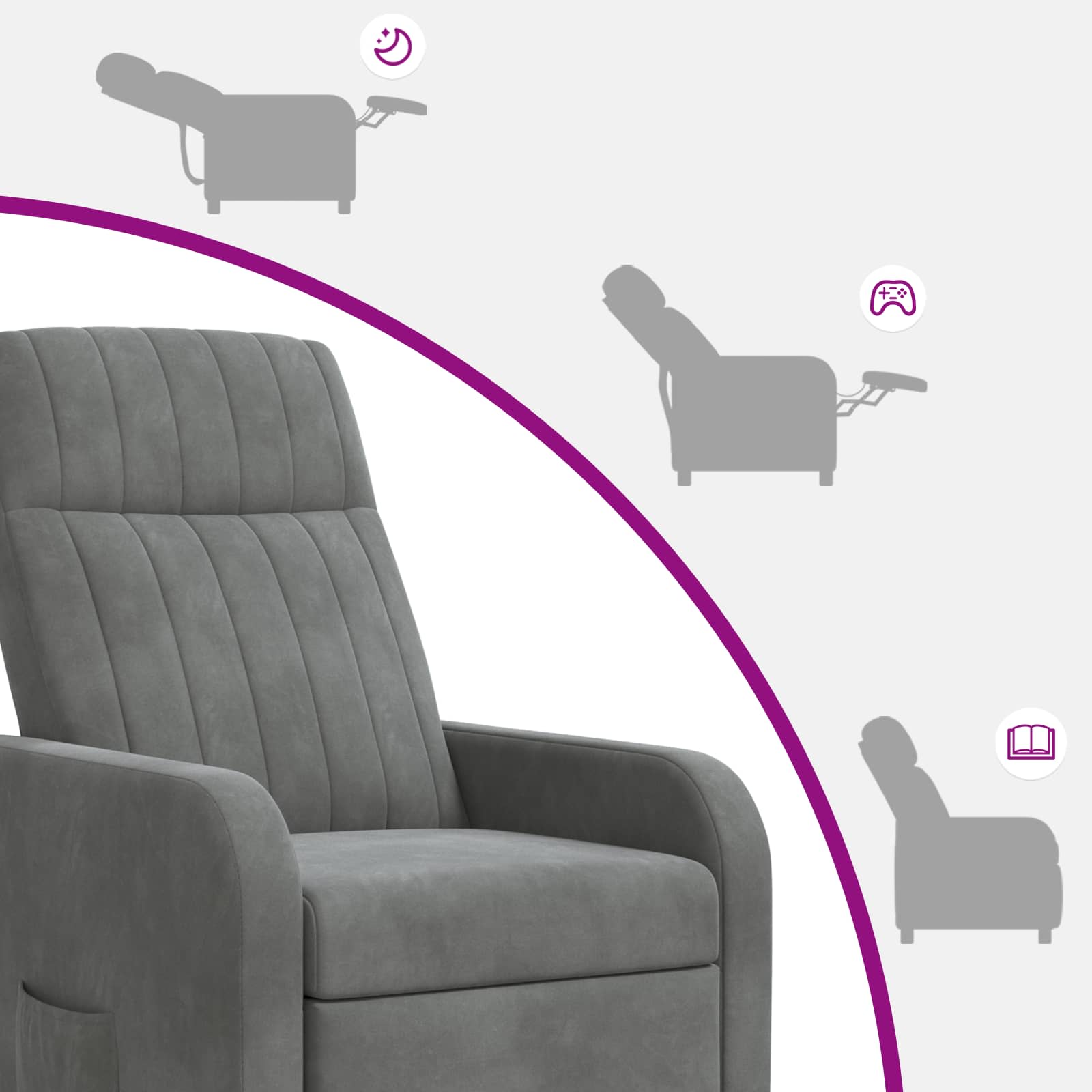 vidaXL Relaxfauteuil Lichtgrijs fluweel